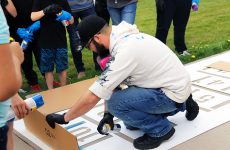 Nicholas Winn demonstrates how to use spray paint