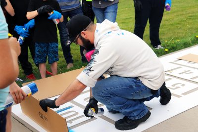 Nicholas Winn demonstrates how to use spray paint
