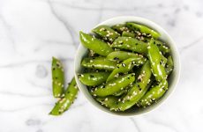 bowl of seasoned snap peas