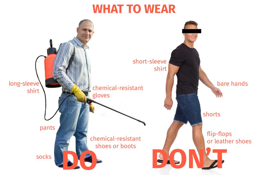 Examples of what to wear while applying pesticides