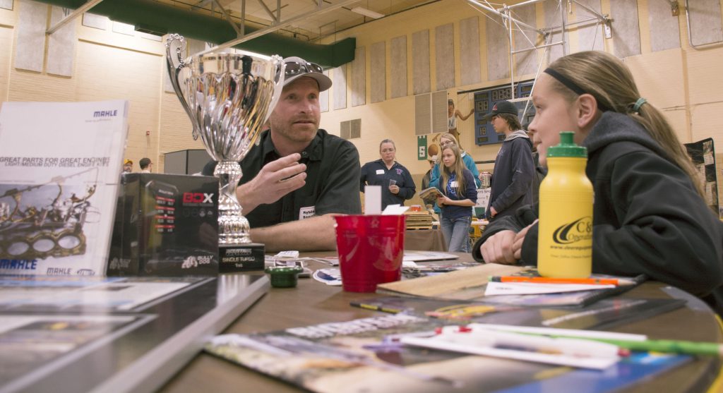 Youth visit with employers at the 2017 4-H career fair in Washakie County.