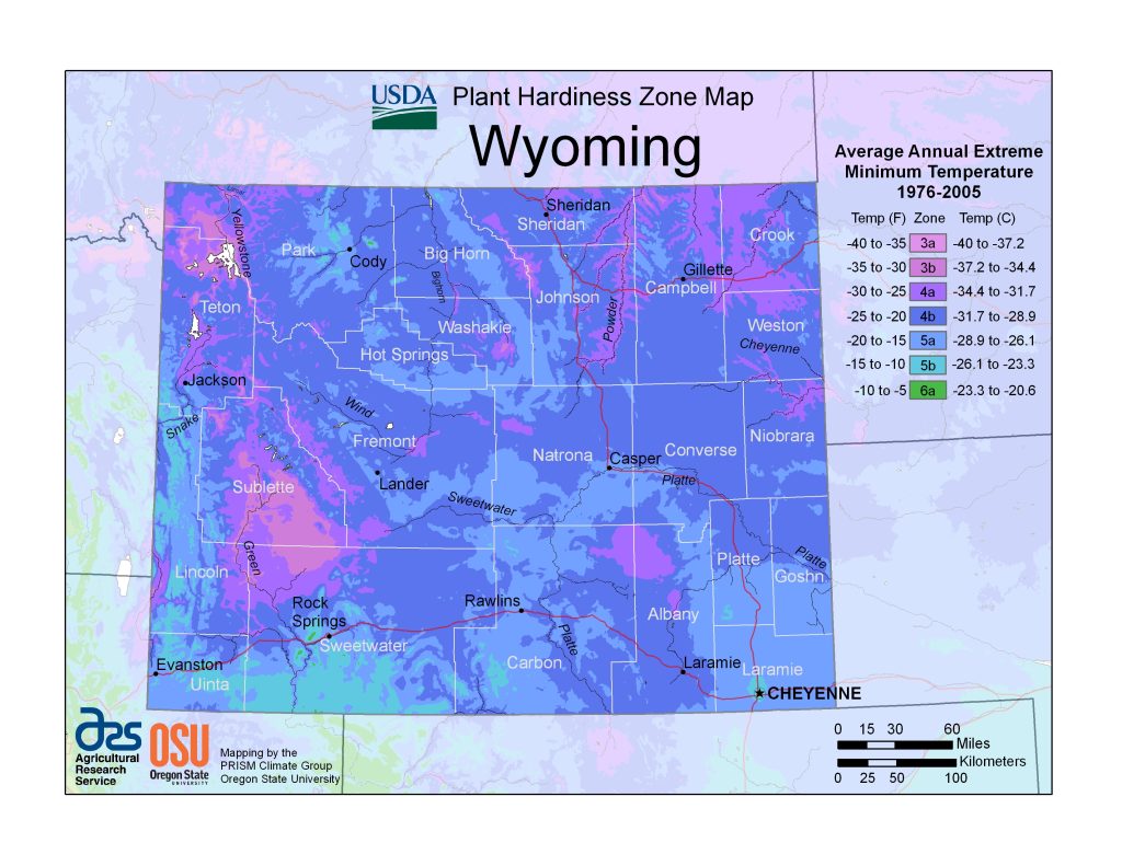 USDA map showing plant hardiness zones