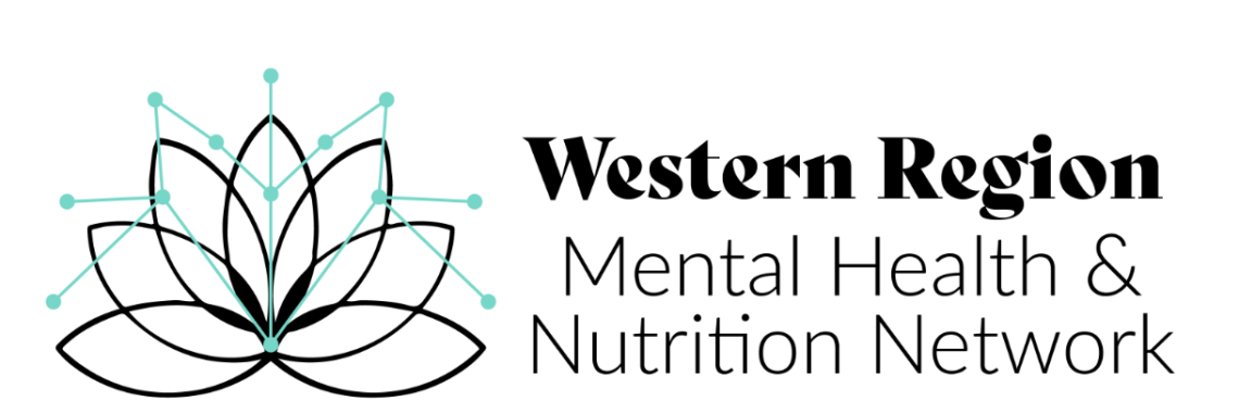 flower-like logo in black and teal positioned to the right of text that reads Western Region Mental Health & Nutrition Network on a white background