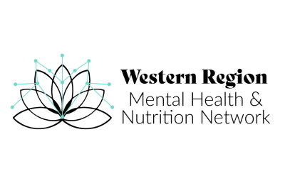 flower-like logo in black and teal positioned to the right of text that reads Western Region Mental Health & Nutrition Network on a white background