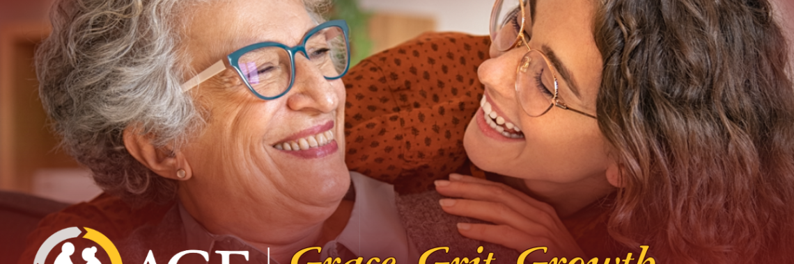 A younger woman and an older woman smiling at each other.