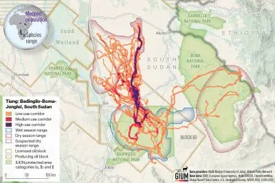 Map showing migration routes