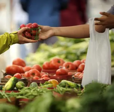 A close up on tomatoes and peppers.