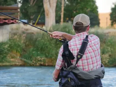 A person with a fishing rod