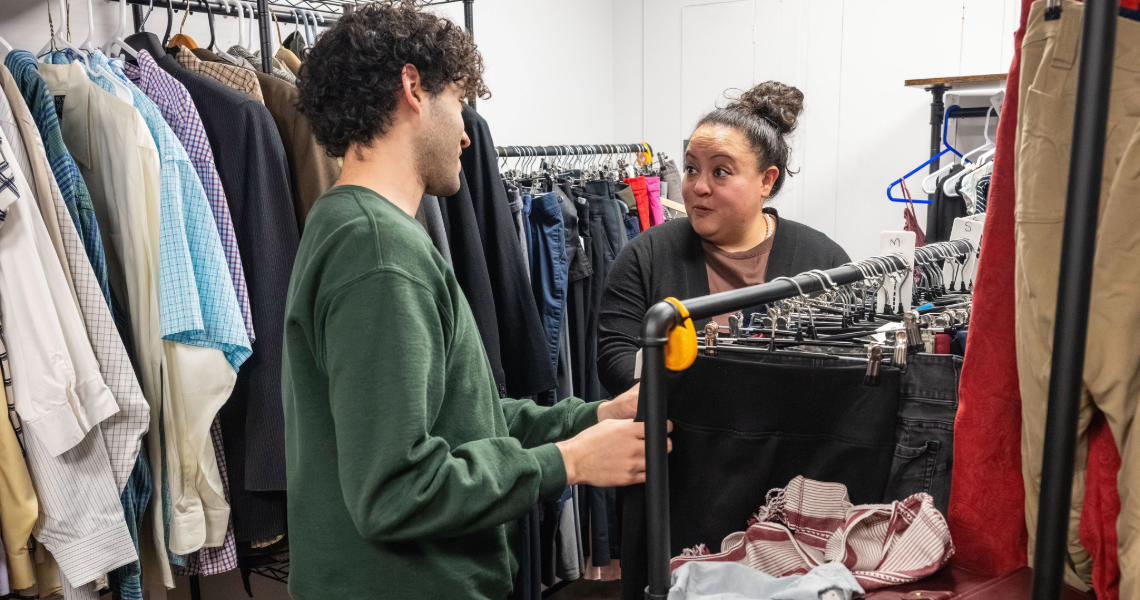 Untitled – September 04, 2026 at 15.48.27 Students explore the Pokes Center for Community Resources Campus Community Closet. UW photo.