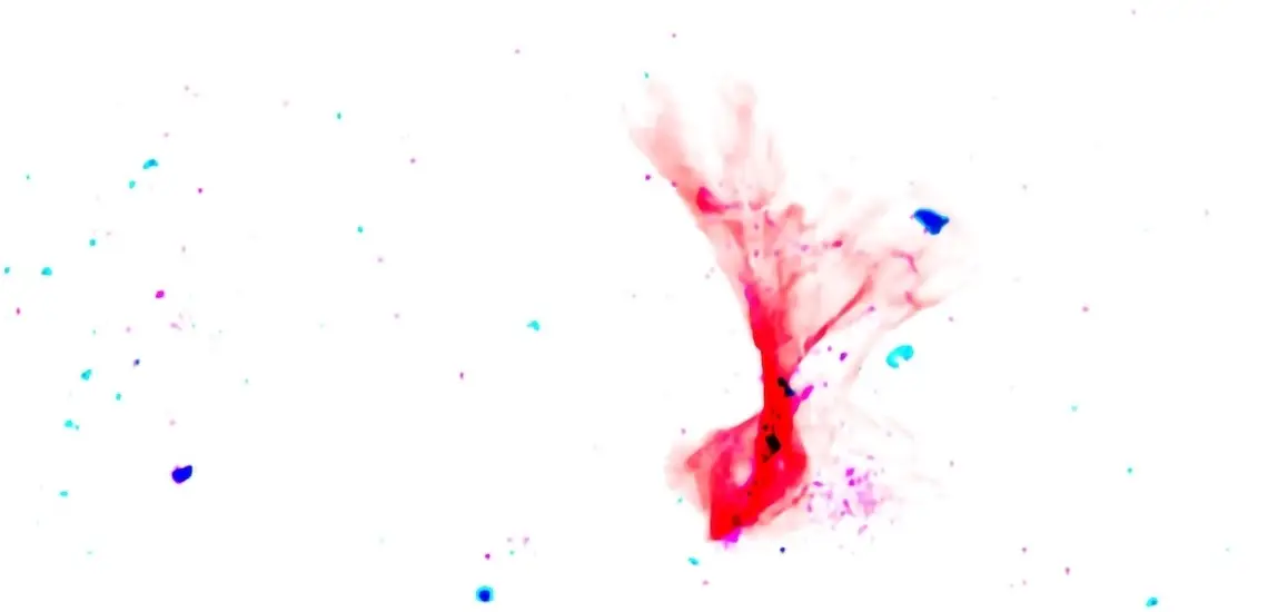 Two proteins merging, shown as irregular, brightly colored shapes overlapping